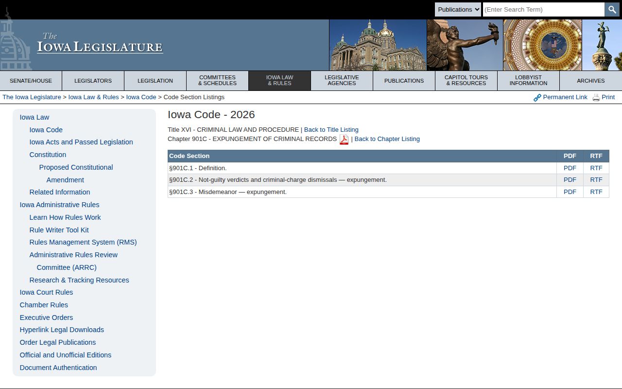 Taylor County Iowa expungement record law page