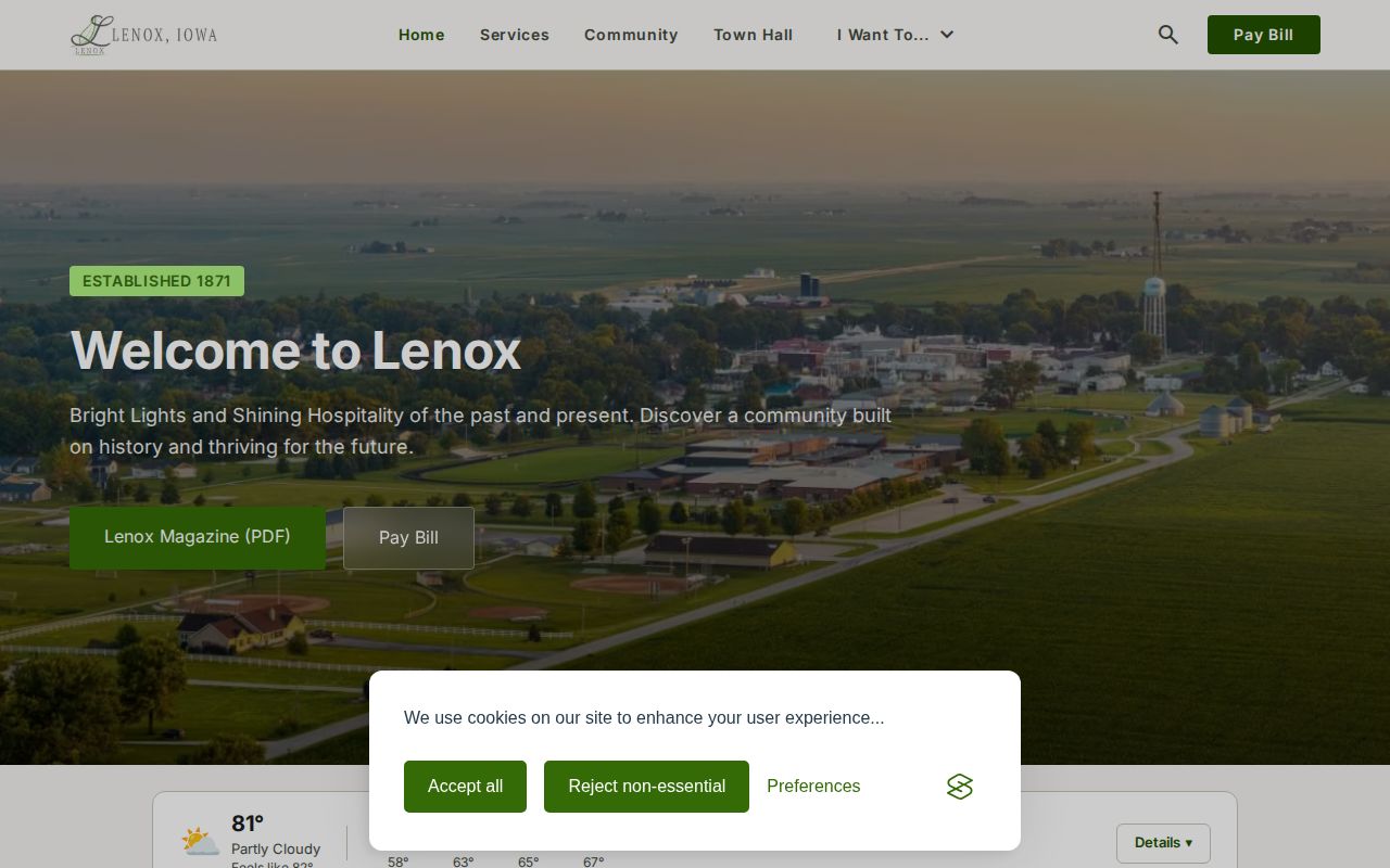 Official Lenox city website with police and city contact context